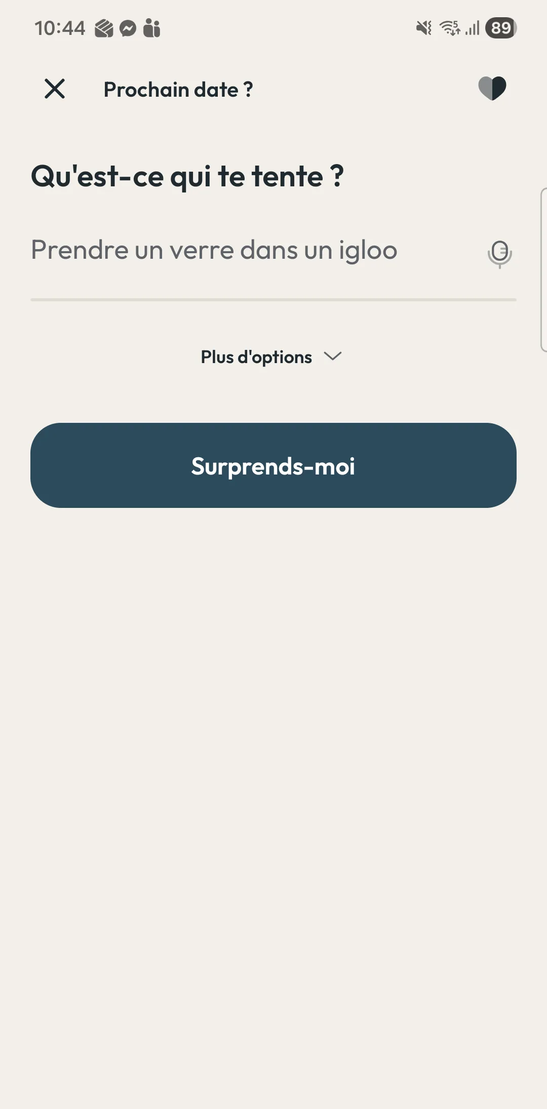 Écran Prochain date : une envie, de vrais lieux