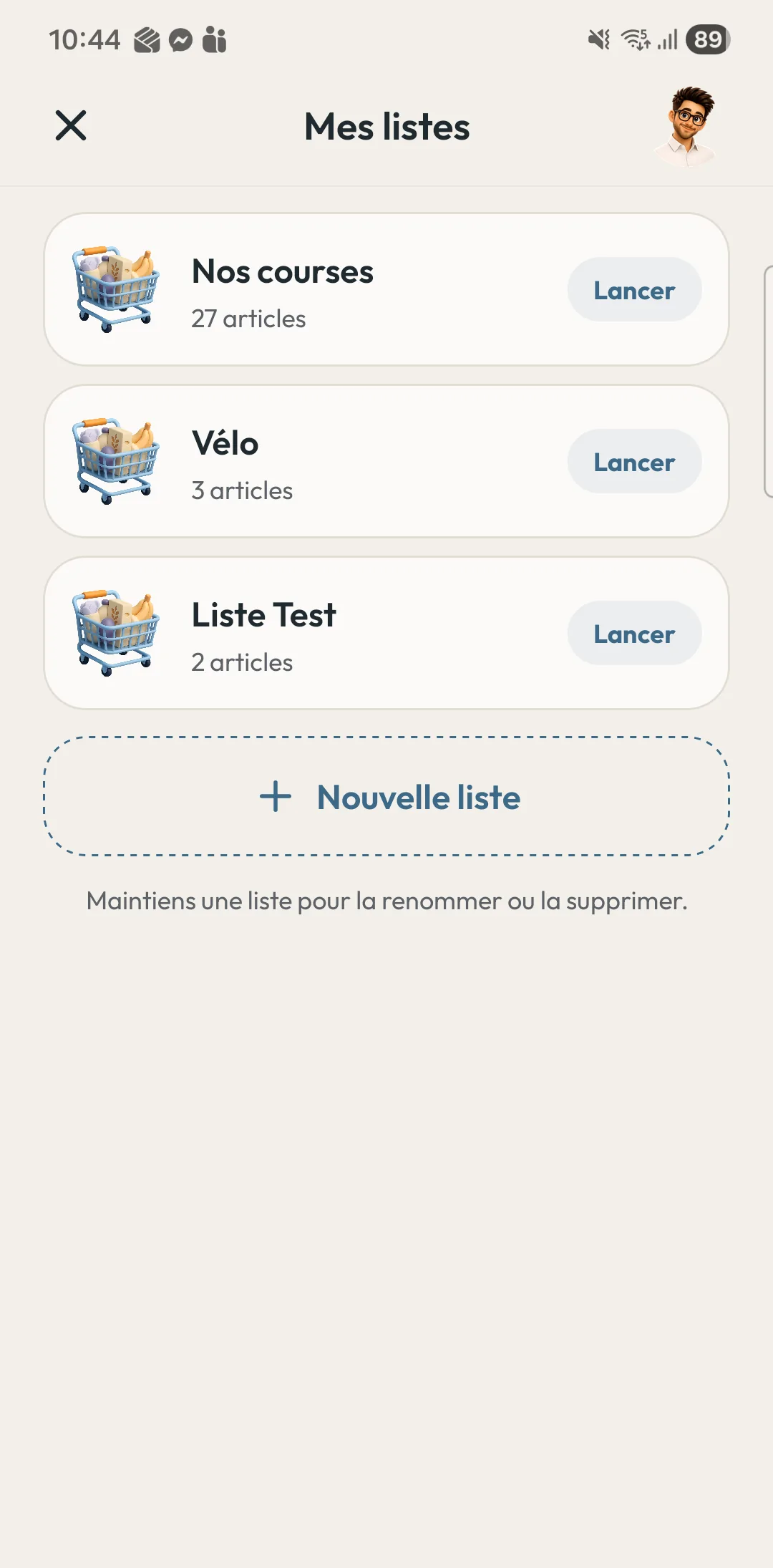 Listes de courses partagées dans Niidoo